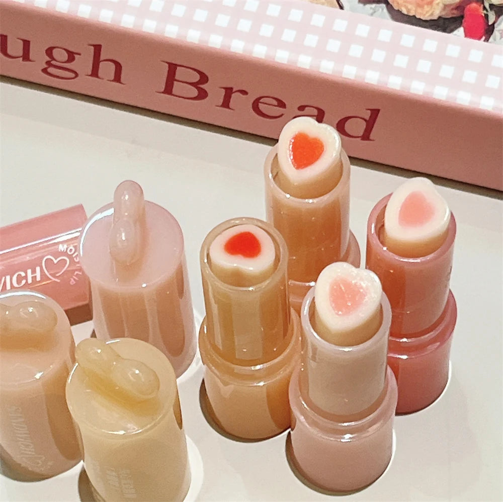 Moisturizing Jelly Sandwich Lipstick Makeup Peach Color Lip Balm Crystal Temperature Change Lipstick Clear Lip Gloss Lips Care