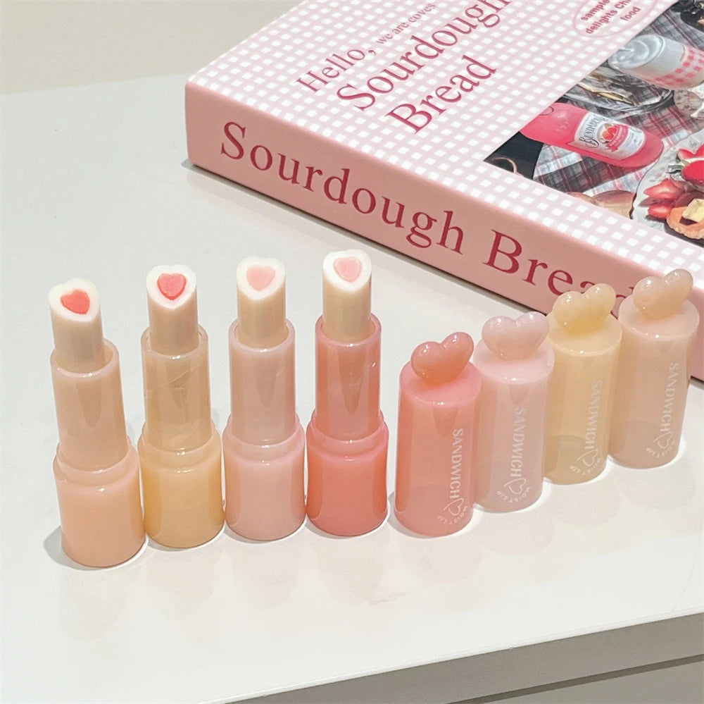 Moisturizing Jelly Sandwich Lipstick Makeup Peach Color Lip Balm Crystal Temperature Change Lipstick Clear Lip Gloss Lips Care
