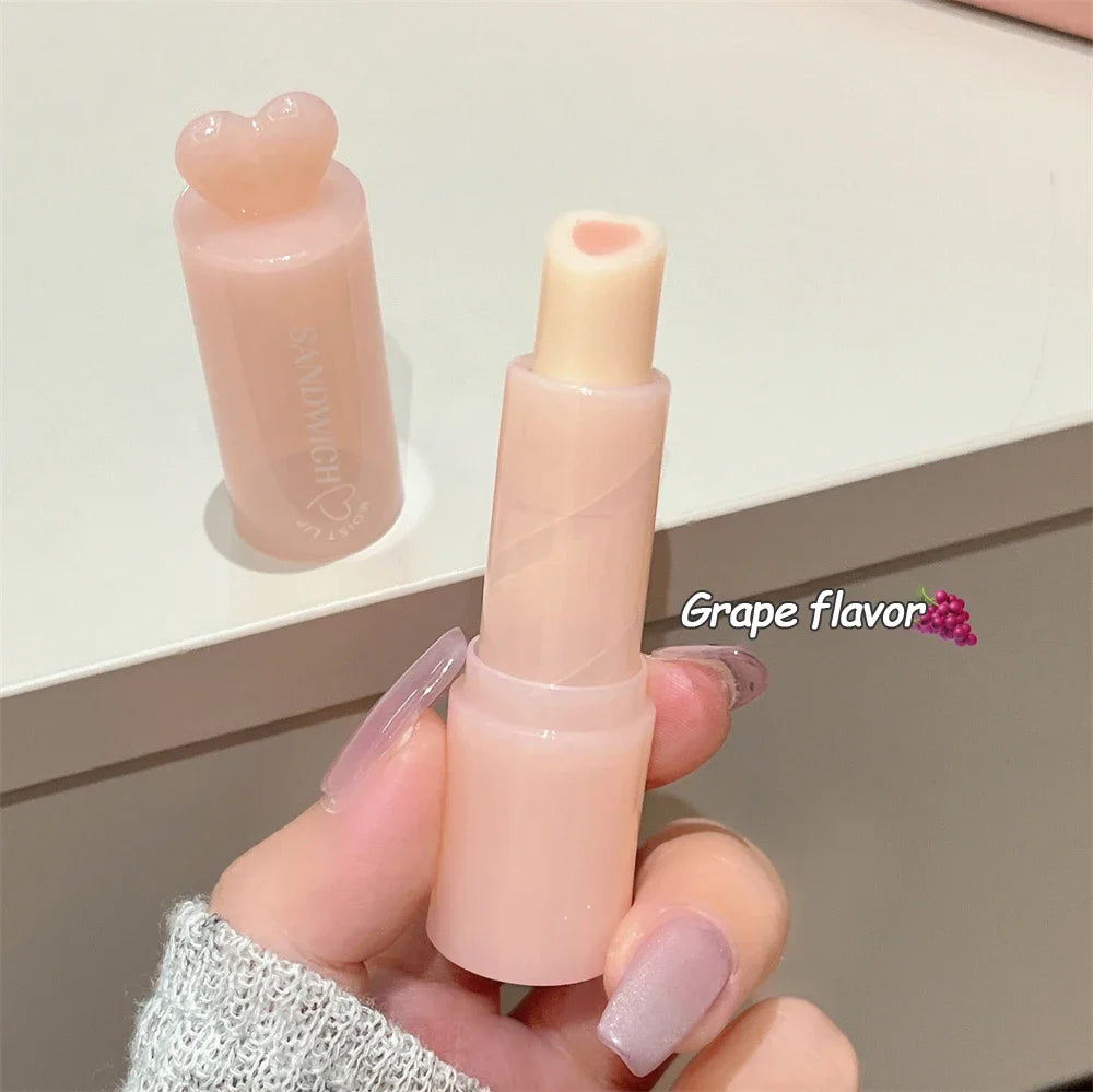 Moisturizing Jelly Sandwich Lipstick Makeup Peach Color Lip Balm Crystal Temperature Change Lipstick Clear Lip Gloss Lips Care