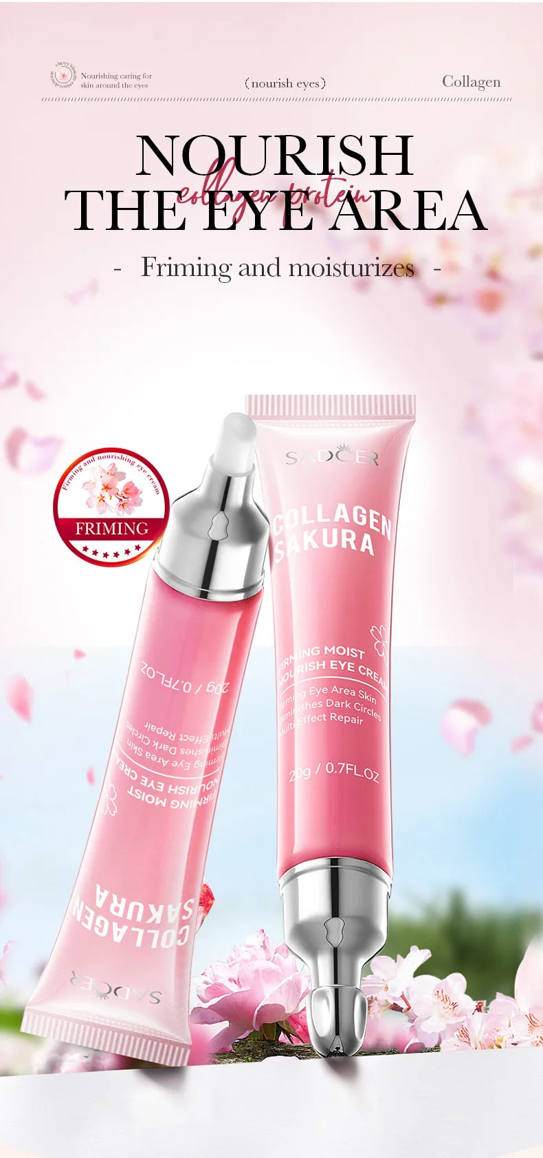 SADOER Sakura Eye Cream Anti Dark Circles Removal Eyes Bags Firming Moisturizing Eye Creams Beauty Eyes Skin Care