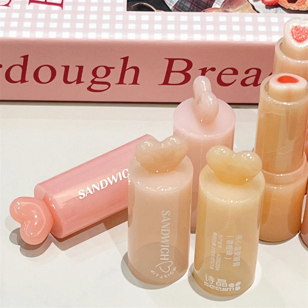 Moisturizing Jelly Sandwich Lipstick Makeup Peach Color Lip Balm Crystal Temperature Change Lipstick Clear Lip Gloss Lips Care
