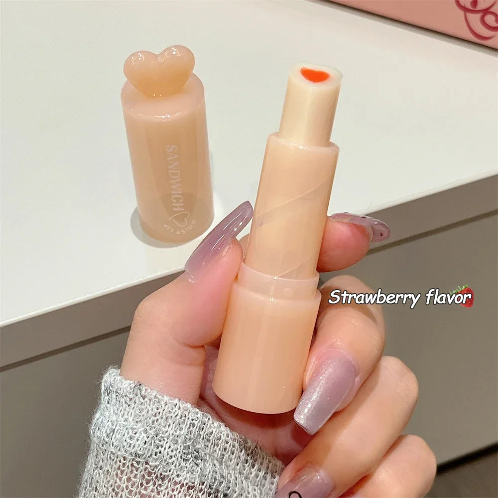 Moisturizing Jelly Sandwich Lipstick Makeup Peach Color Lip Balm Crystal Temperature Change Lipstick Clear Lip Gloss Lips Care