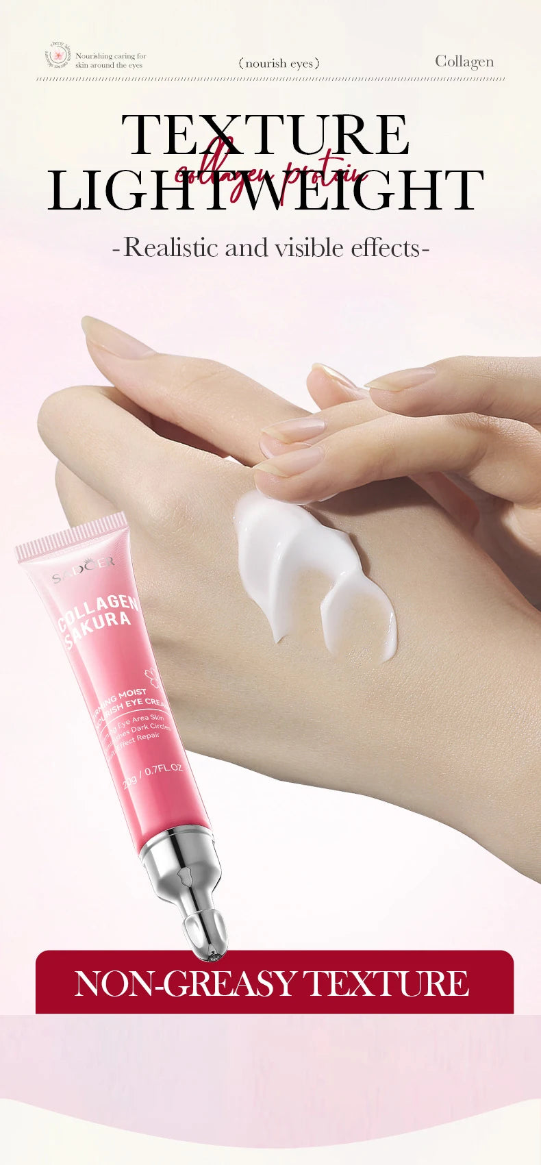 SADOER Sakura Eye Cream Anti Dark Circles Removal Eyes Bags Firming Moisturizing Eye Creams Beauty Eyes Skin Care