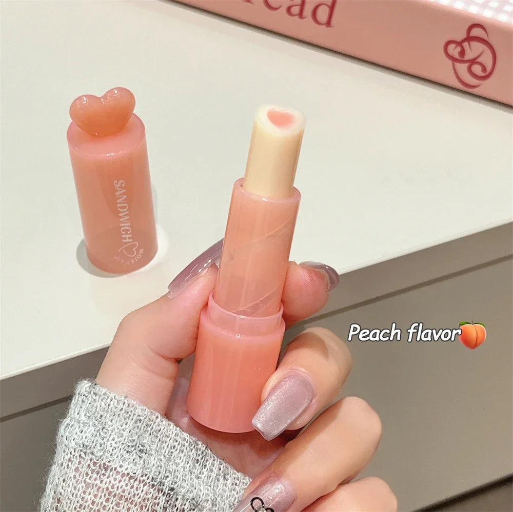 Moisturizing Jelly Sandwich Lipstick Makeup Peach Color Lip Balm Crystal Temperature Change Lipstick Clear Lip Gloss Lips Care