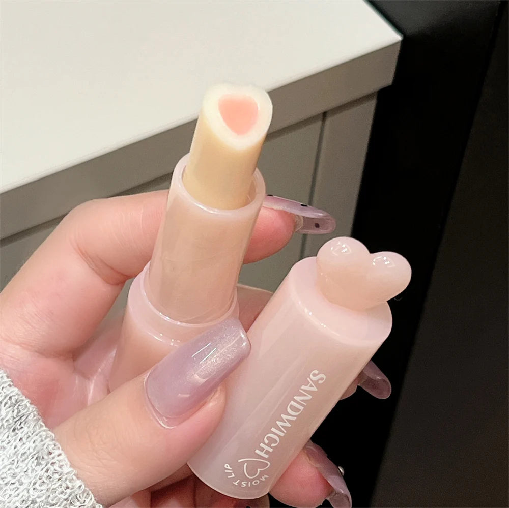 Moisturizing Jelly Sandwich Lipstick Makeup Peach Color Lip Balm Crystal Temperature Change Lipstick Clear Lip Gloss Lips Care