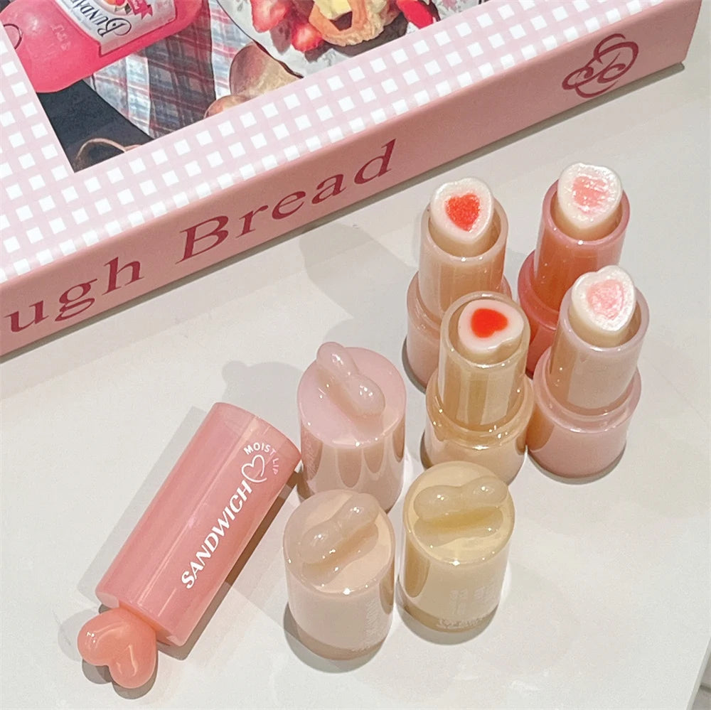 Moisturizing Jelly Sandwich Lipstick Makeup Peach Color Lip Balm Crystal Temperature Change Lipstick Clear Lip Gloss Lips Care