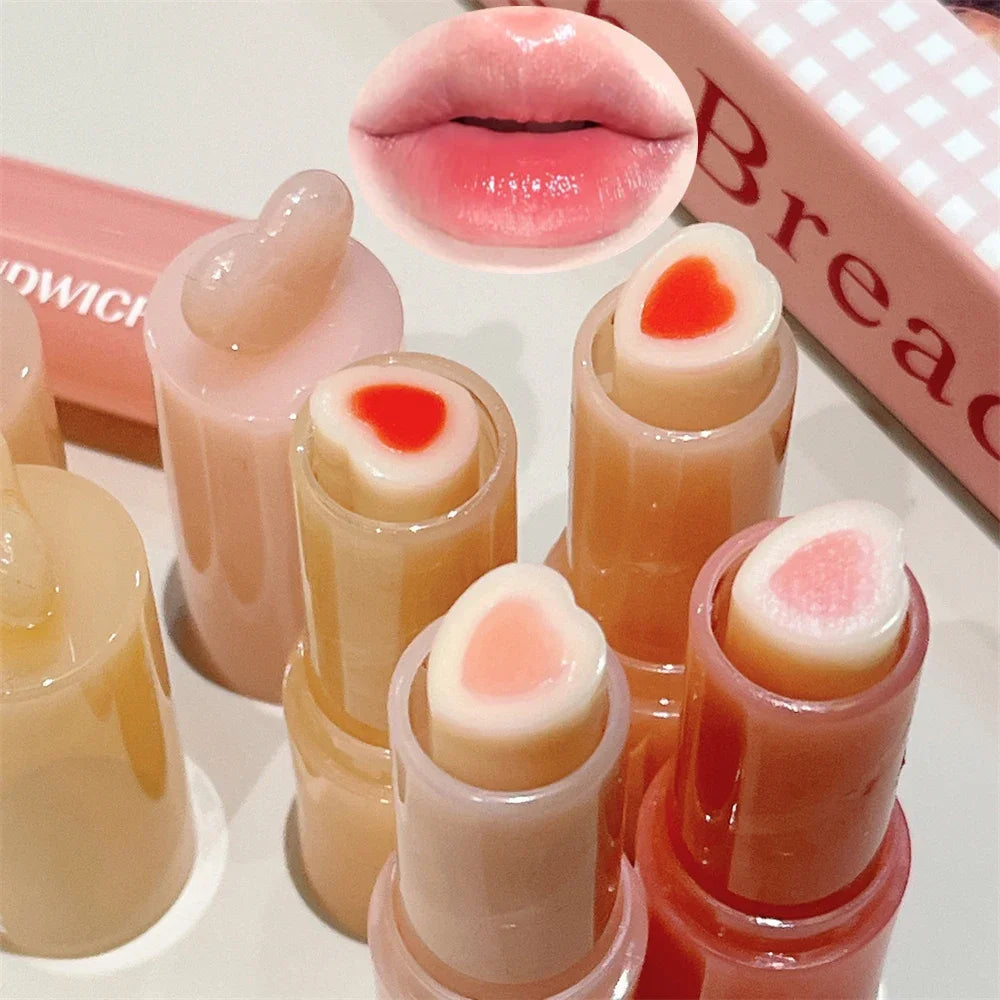 Moisturizing Jelly Sandwich Lipstick Makeup Peach Color Lip Balm Crystal Temperature Change Lipstick Clear Lip Gloss Lips Care